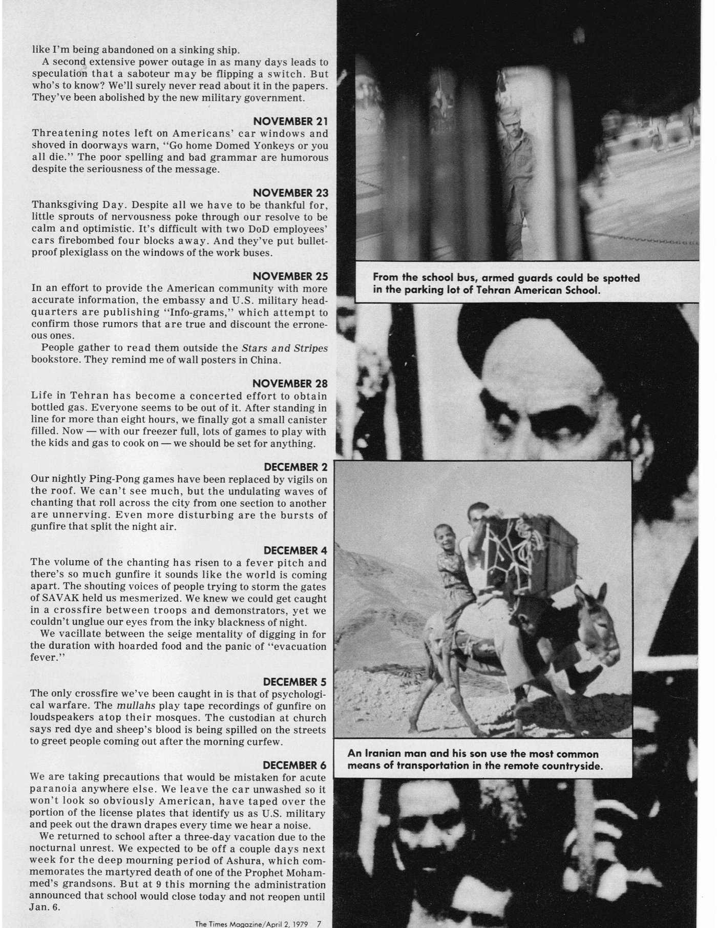 Page 4 of "1979: A Tehran Diary" as published in The Times Magazine